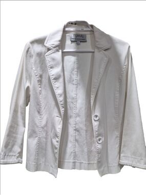Ingenuity Vintage White Cotton Blend Stretch Blazer Jacket Size 4 Made in Canada